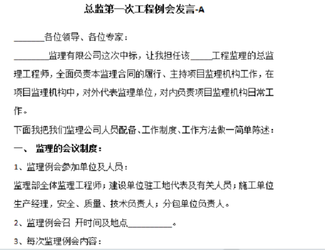 JL45总监第一次工程例会发言9页